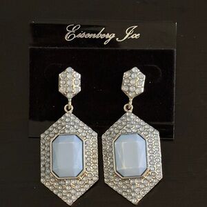 Eisenberg Ice Silver and Light Blue Hexagon Earrings